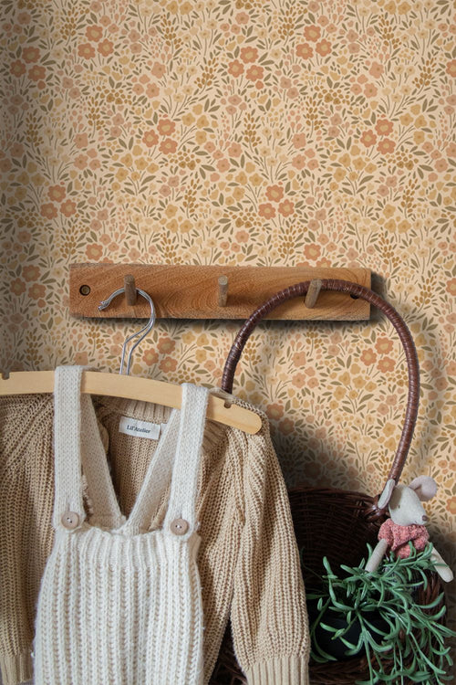ESTAhome behang bloemetjes okergeel - 50 x 900 cm - 131459