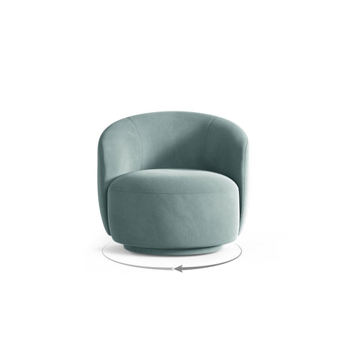 Cosmopolitan Design - Draaistoel Savona flueel lichtblauw - 83x86x76.5cm