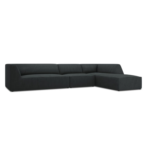 Cosmopolitan Design - Modulaire hoekbank rechts Siena 5-zits, ribfluwelen zwart - 180x366x69cm