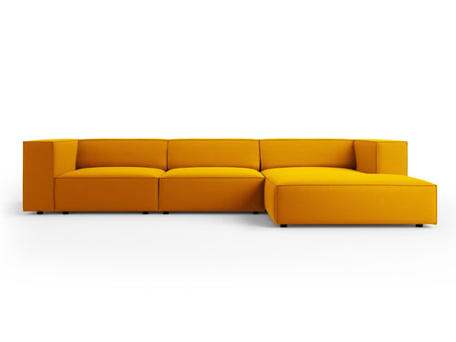 Cosmopolitan Design rechter hoekbank Arendal 4-zits, flueel, geel - 166x284x70cm