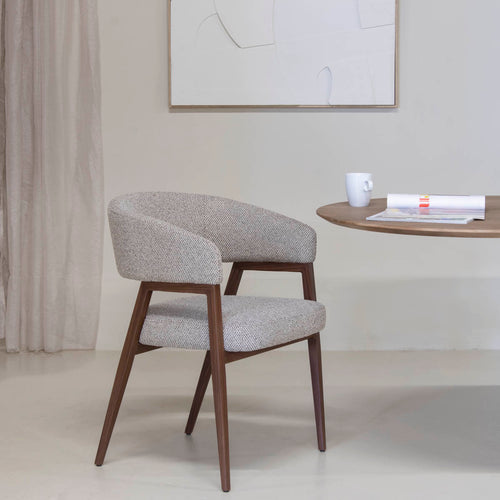 DÉJA Living Eetkamerstoel Fureso - Taupe/Walnoot - Set van 2 - vtwonen shop