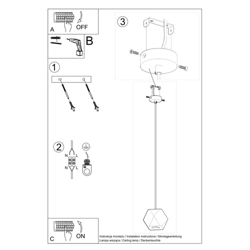 Sollux Lighting Hanglamp WOODY natuurlijk hout - 12x12x120cm
