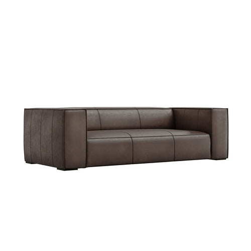 Cosmopolitan Design - Bank Turin 3-zits, echt leer grijs bruin - 100x227x68cm