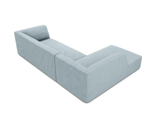 Micadoni linker hoekbank Ruby 4-zits, ribfluwelen, lichtblauw - 180x273x69cm