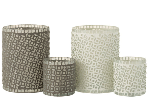 J-Line windlicht Patroon - glas - grijs - vtwonen shop