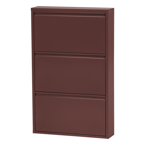 WOOOD 3-vaks schoenenkast Sabine - Metaal - Bordeauxrood - 103x66x16