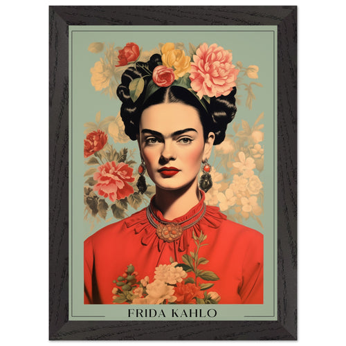 Artfulprints Poster met Lijst Frida Kahlo - Botanical portrait   - A4 21x29.7 cm - Meerkleurig
