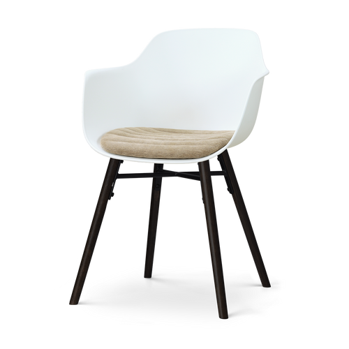Nolon Nena-Liz eetkamerstoel wit met nougatbruin zitkussen - zwart houten onderstel