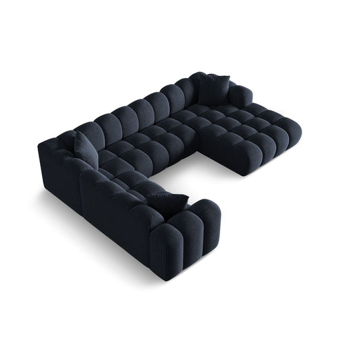 Cosmopolitan Design - Panoramische hoekbank links Treno 4-zits, chenille marineblauw - 240x330x70cm