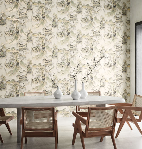 Masureel behang berglandschap met bomen beige - 53 cm x 10.05 m - 630656 - vtwonen shop