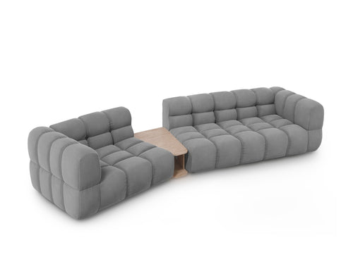 Cosmopolitan Design linker modulaire bank Sky 3-zits, flueel, lichtgrijs - 148x353x70cm