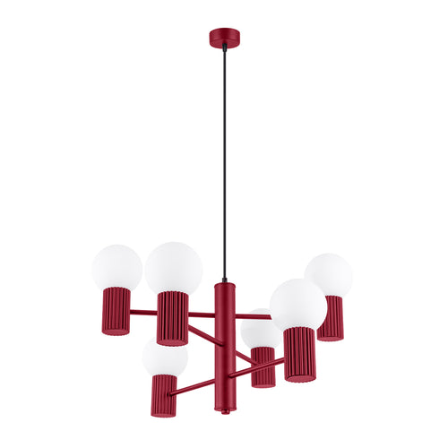 Sollux Lighting Kroonluchter HALO 6 bordeauxrood - 64x64x230cm
