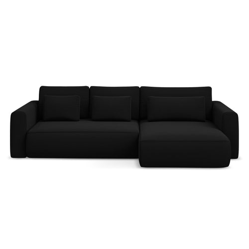 LaMiaSofa hoekbank rechts Perugia - velours - zwart - 278x149x82