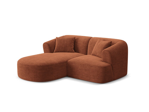 Cosmopolitan Design Modulaire hoekbank links Campi 3-zits, ribfluwelen terracotta - 156x180x70cm