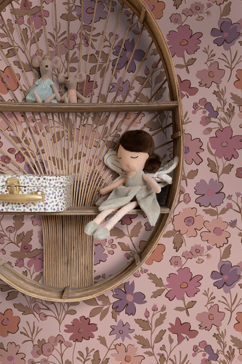 ESTAhome behang bloemetjes donker paars en roze - 50 x 900 cm - 131322 - vtwonen shop