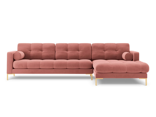 Cosmopolitan Design rechter hoekbank Bali 5-zits, flueel, roze - 185x293x75cm