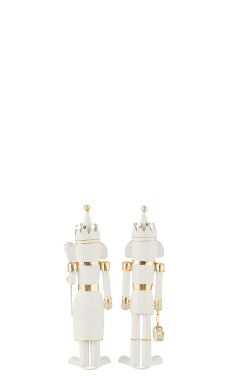 J-Line figuur Notenkraker - ijzer - goud/wit - small - 2 stuks