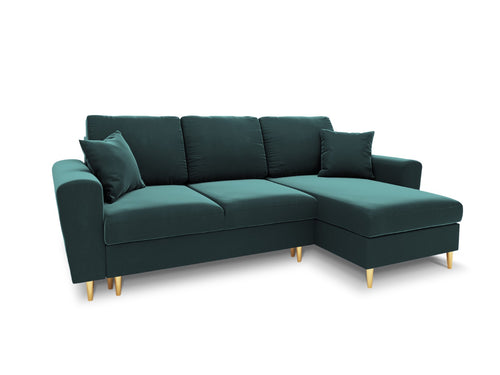Cosmopolitan Design Omkeerbare converteerbare hoekbank met opbergdoos Kyoto 4-zits, flueel olie - 145x241x88cm