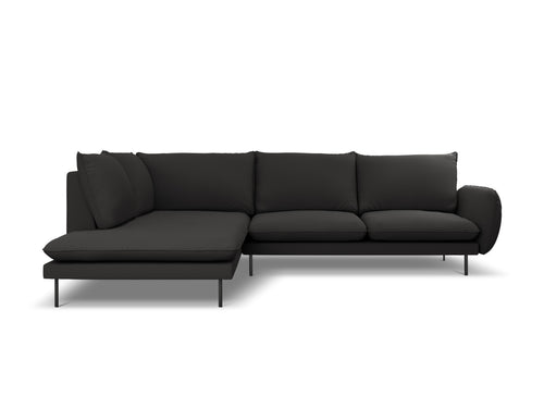 Cosmopolitan Design linker hoekbank Vienna 6-zits, boucle, zwart - 185x275x95cm