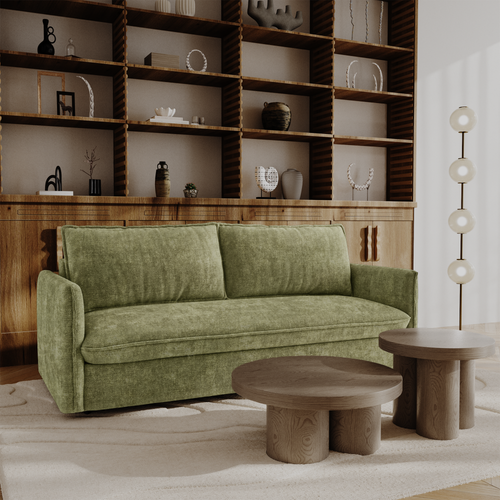Premium Interiors - Express-slaapbank AVA - gewaafd fluweel vintage groen 178cm