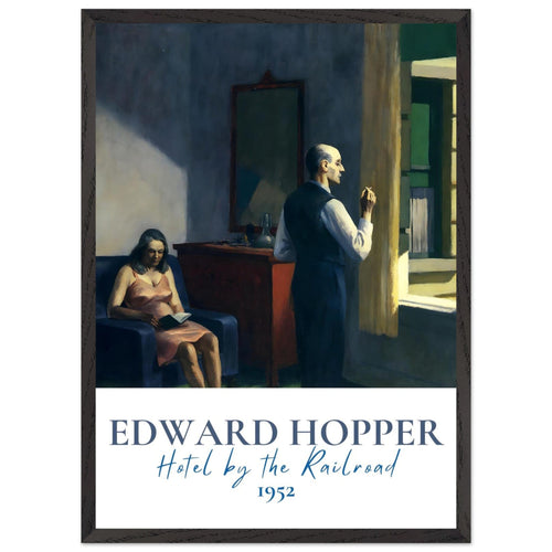 Artfulprints Poster met Lijst Edward Hopper - Hotel by the railroad   - 50x70 cm - Meerkleurig