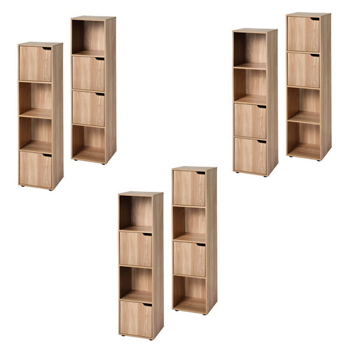 Calicosy - 4-vaks kast, houtdecor, 2 deuren MODU - 29x30.7x120 cm