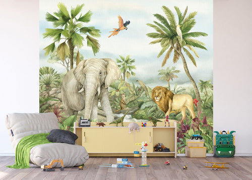 Sanders & Sanders fotobehang jungle dieren groen - 270 x 300 cm - 601187 - vtwonen shop