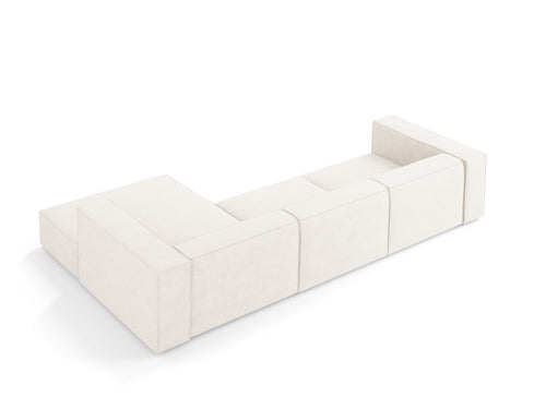Cosmopolitan Design rechter hoekbank Arendal 4-zits, chenille met ribbeleffect, ivoor - 166x284x70cm