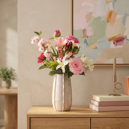 Maxifleur Handgebonden Kunstboeket Sophie Malaga Roze/Wit