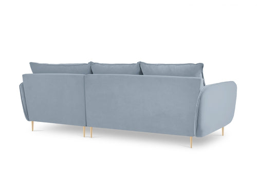 Cosmopolitan Design rechter hoekbank Vienna 5-zits, flueel, lichtblauw - 170x255x95cm