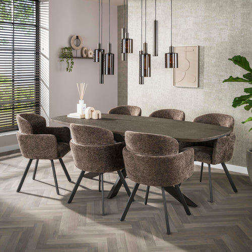 Giga Living Eettafel Bronvik - Deens Ovaal Brons Metaal - 215cm