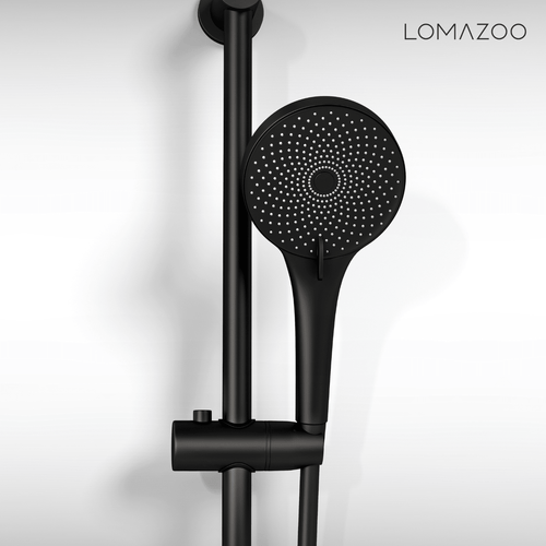 LOMAZOO regendouche Lando Premium - met thermostaatkraan - mat zwart