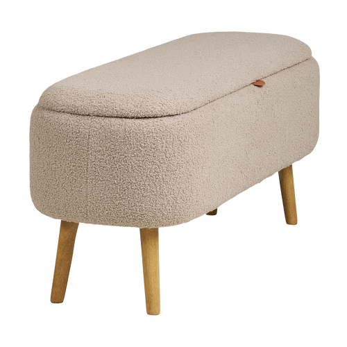 Artichok Rebecca Bankje Met Opbergruimte Beige Bouclé - 95 x 45 cm