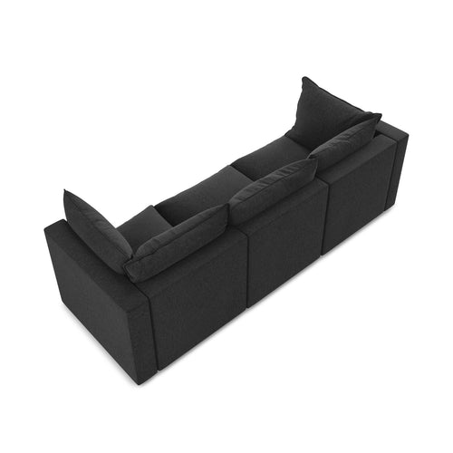 LaMiaSofa 3-zits bank Ravenna - velours - zwart - 255x90x77