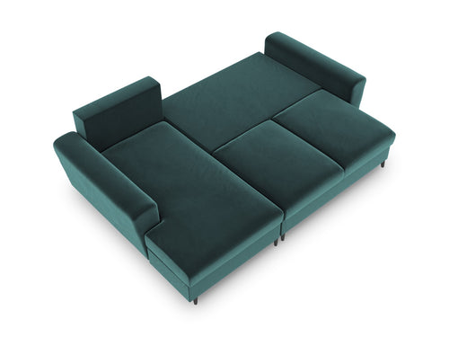 Cosmopolitan Design Uitklapbare hoekbank links met opbergdoos Kyoto 4-zits, flueel, olie - 145x241x88cm