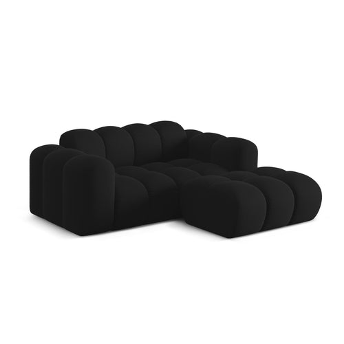 Cosmopolitan Design - Rechter hoekbank Treno 2-zits, flueel zwart - 164x180x70cm