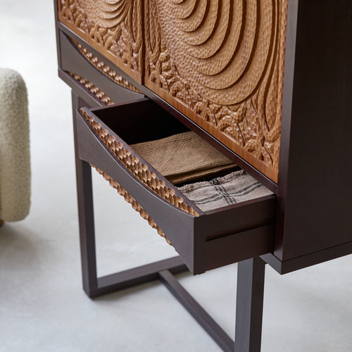 Tikamoon Massief mahoniehouten dressoir 120 cm - Bruin - vtwonen shop