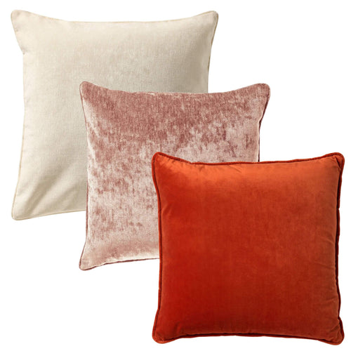 KUSSENSET - 3-delig - Elegant Layers - 60x60 cm en 45x45 cm - inclusief binnenkussens - wit, roze, oranje