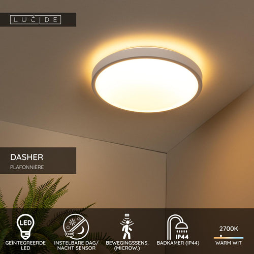 Lucide plafonnière badkamer DASHER - 1xGeïntegreerde LED - Wit