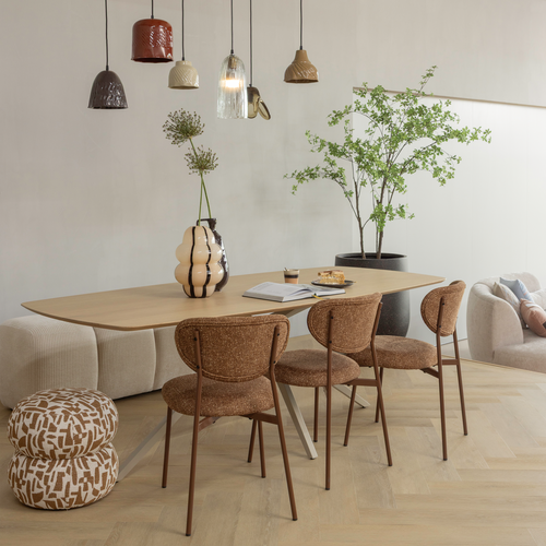 WOOOD poef Anic - Polyester - Grafisch Patroon - Bruin - vtwonen shop