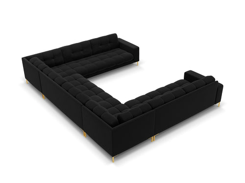Cosmopolitan Design Panoramische bank Bali 9-zits, flueel, zwart - 256x327x75cm