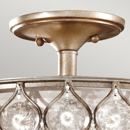 Elstead Lucia - 3 Lichts Semi-Flush Plafondlamp Gepolijst Zilver, E27