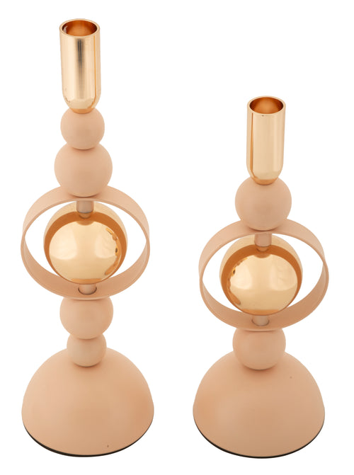 Mauro Ferretti kaarsenhouder - set van 2 - roze/goud
