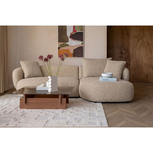 Zuiver Stones 3-zitsbank Chaise Longue Rechts Lichtbruin