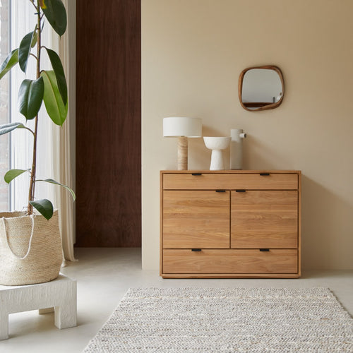 Tikamoon Massief teakhouten buffetkast 120 cm - Naturel - vtwonen shop