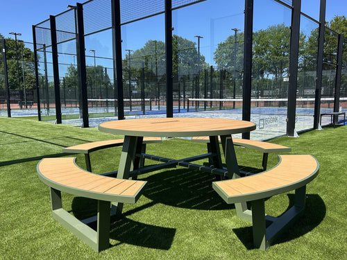 MaximaVida ronde aluminium picknicktafel Bermuda Ø 250 cm olijfgroen - vtwonen shop