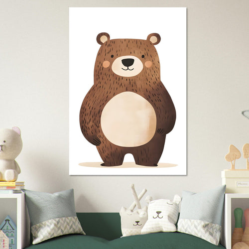 Artfulprints Poster Bruine beer staand   - 30x40 cm - Bruin