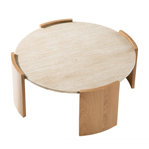Calicosy - Ronde Salontafel IZIA - Travertijn look 80x80x35 cm