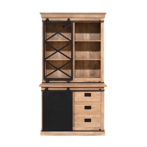 Starfurn Vitrinekast Fresno - Naturel Hout - 120x45x220cm