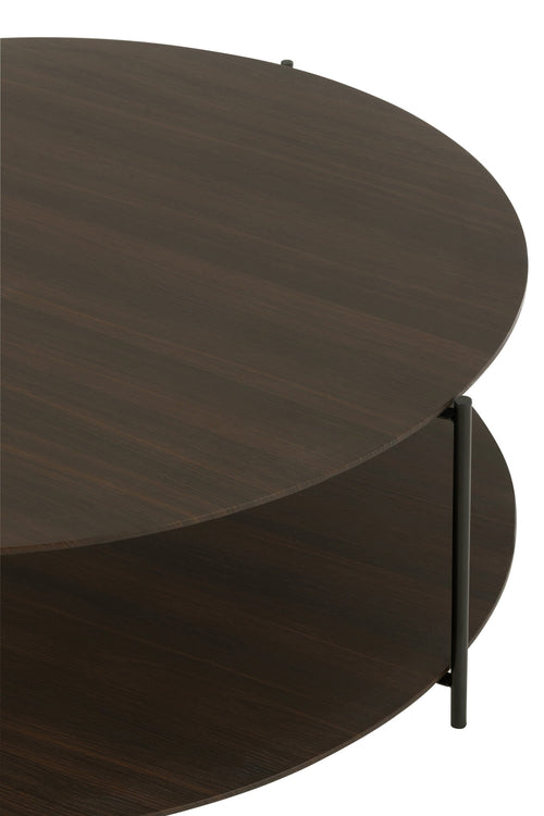 J-Line salontafel Rond - hout/metaal - donkerbruin - large